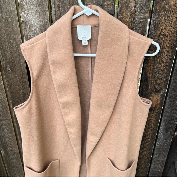 Joie Tan Josie Long Open Duster Cardigan Vest Sz L - Picture 4 of 10